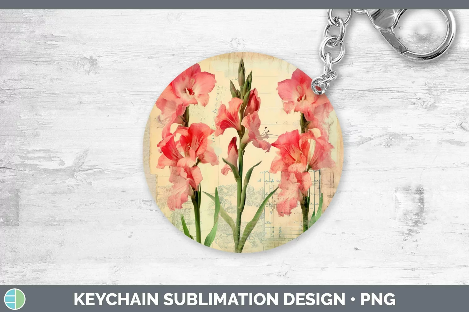 GorgeousVintage Decoupage Keychain design.