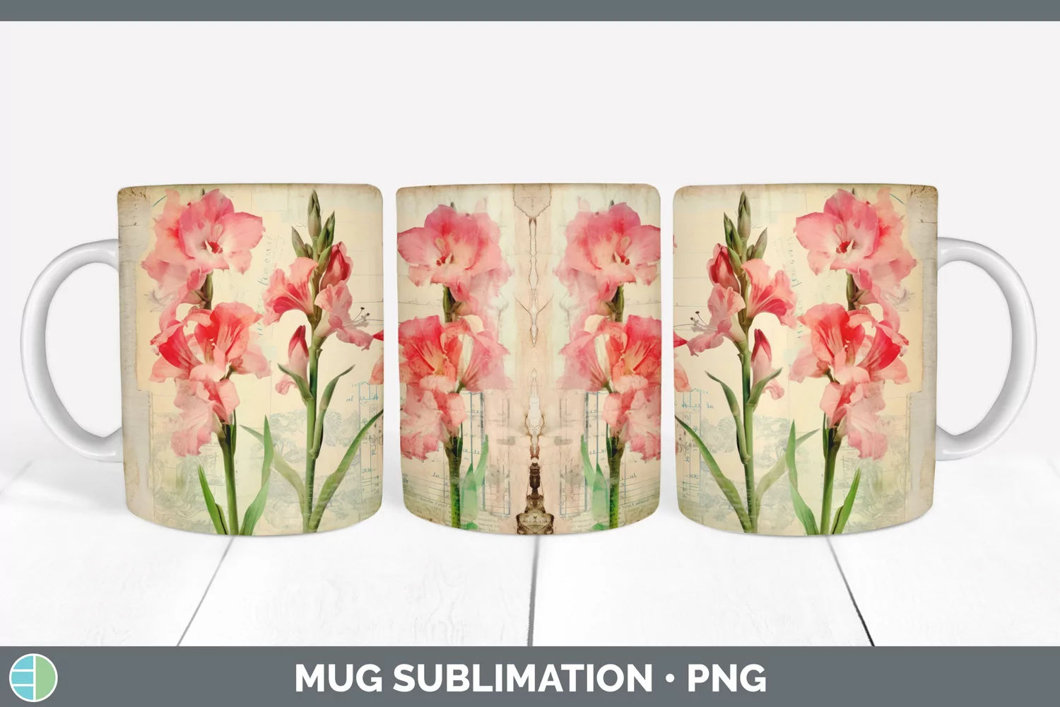 GorgeousVintage Decoupage Mug Wrap design.