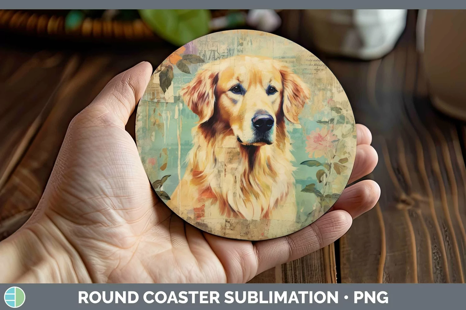 GorgeousVintage Decoupage Round Coaster design.