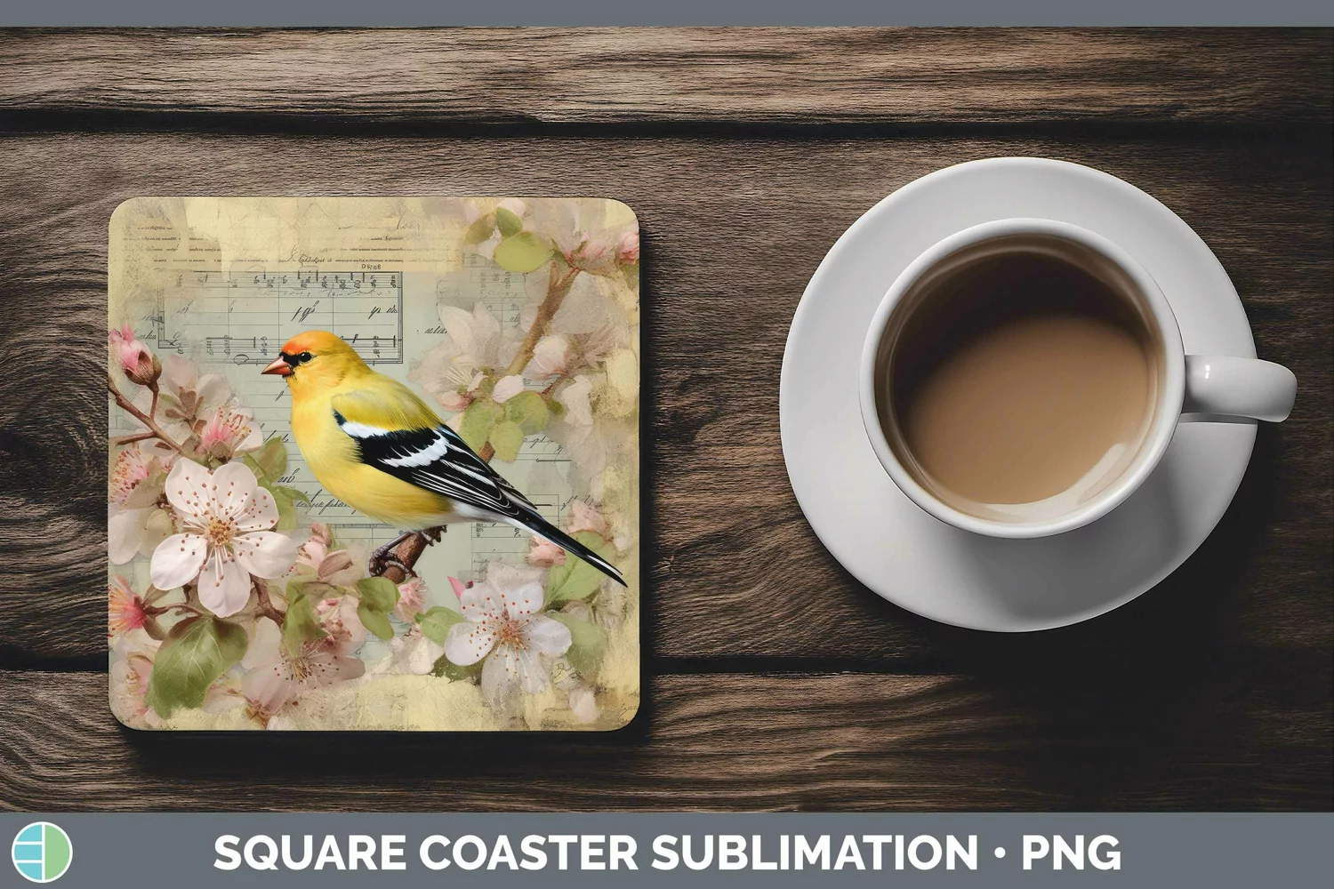 GorgeousVintage Decoupage Square Coaster design.