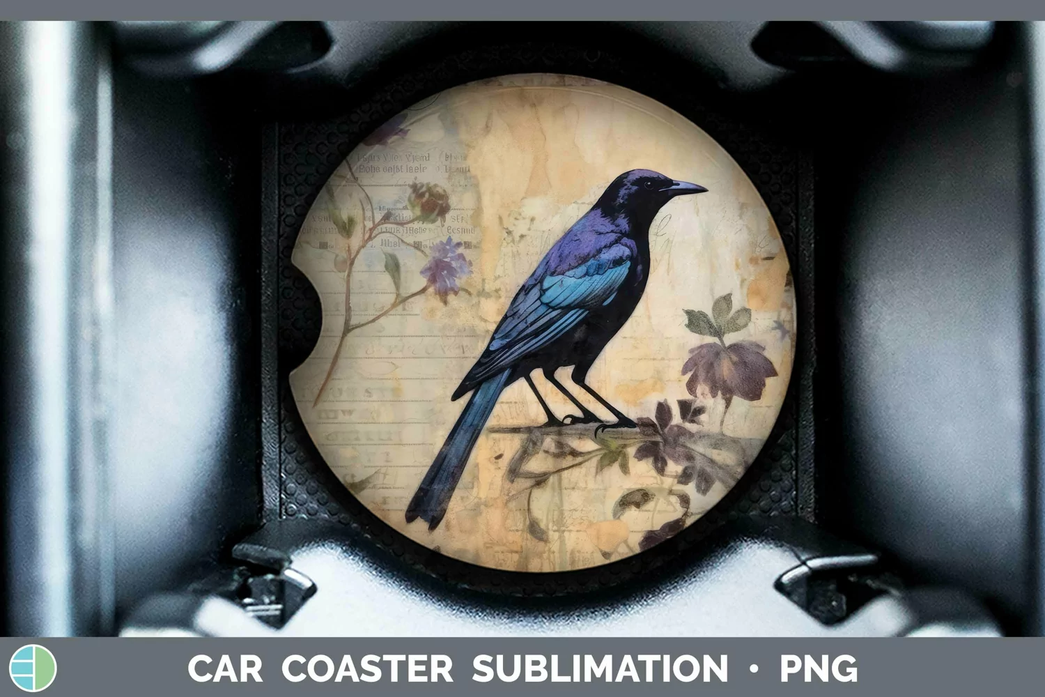 GorgeousVintage Decoupage Car Coaster design.