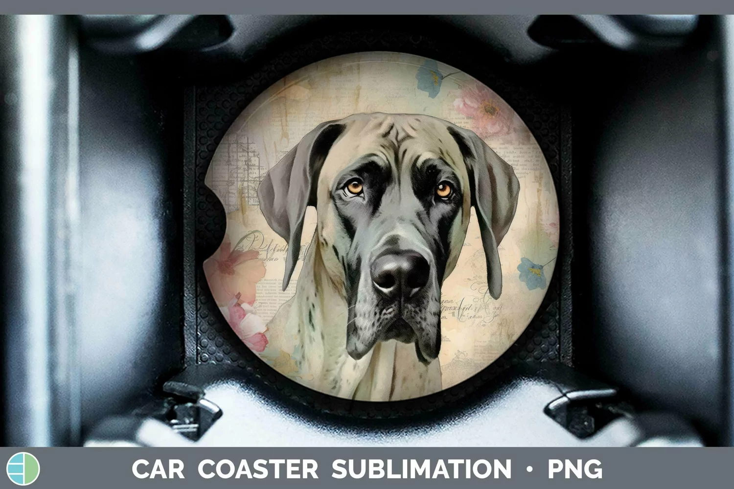 GorgeousVintage Decoupage Car Coaster design.