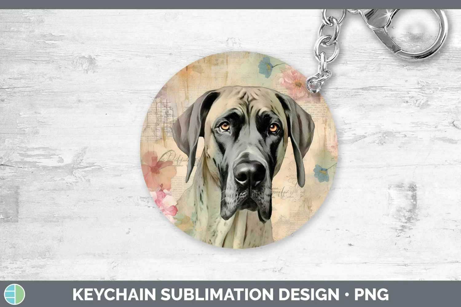 GorgeousVintage Decoupage Keychain design.