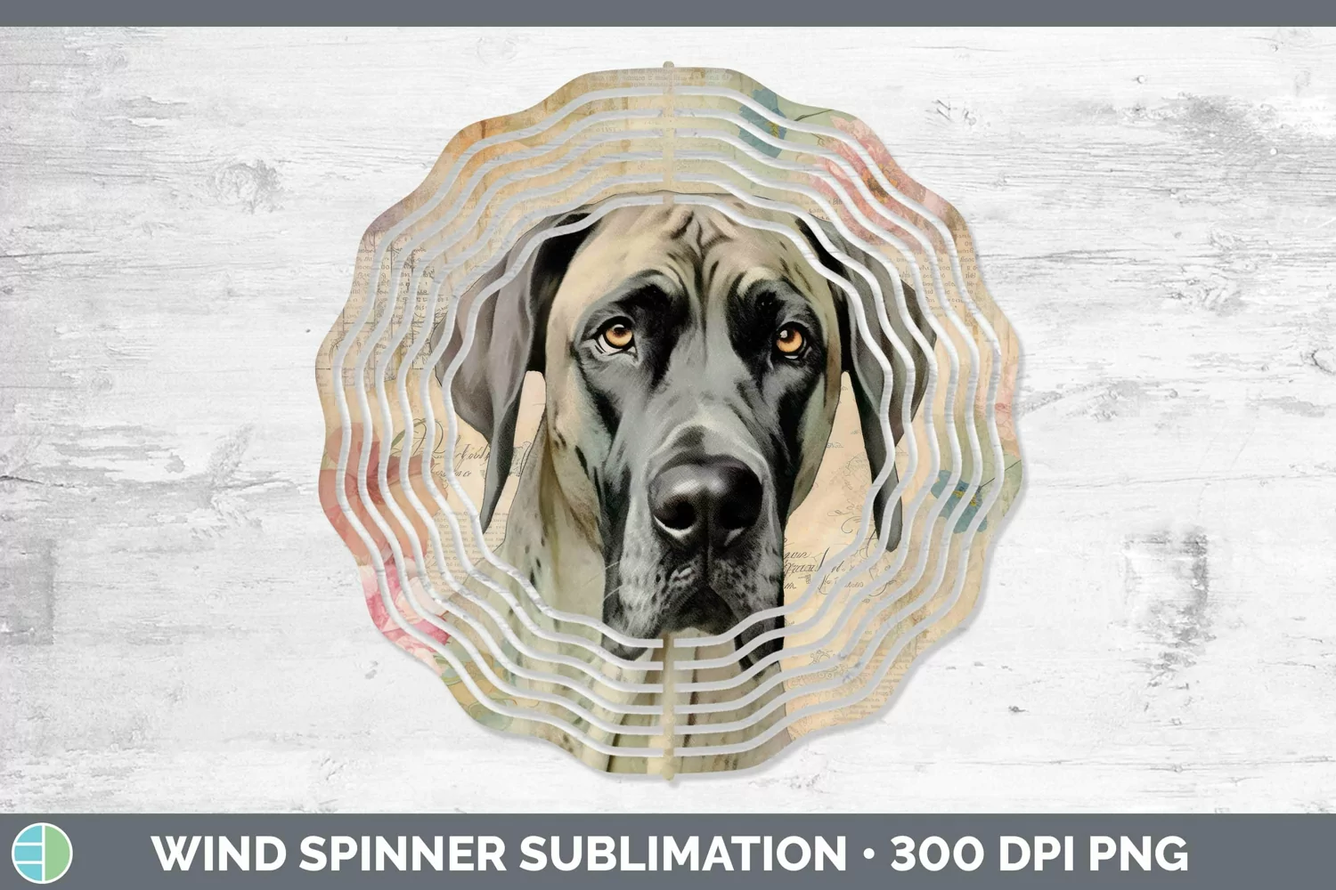 GorgeousVintage Decoupage Wind Spinner design.