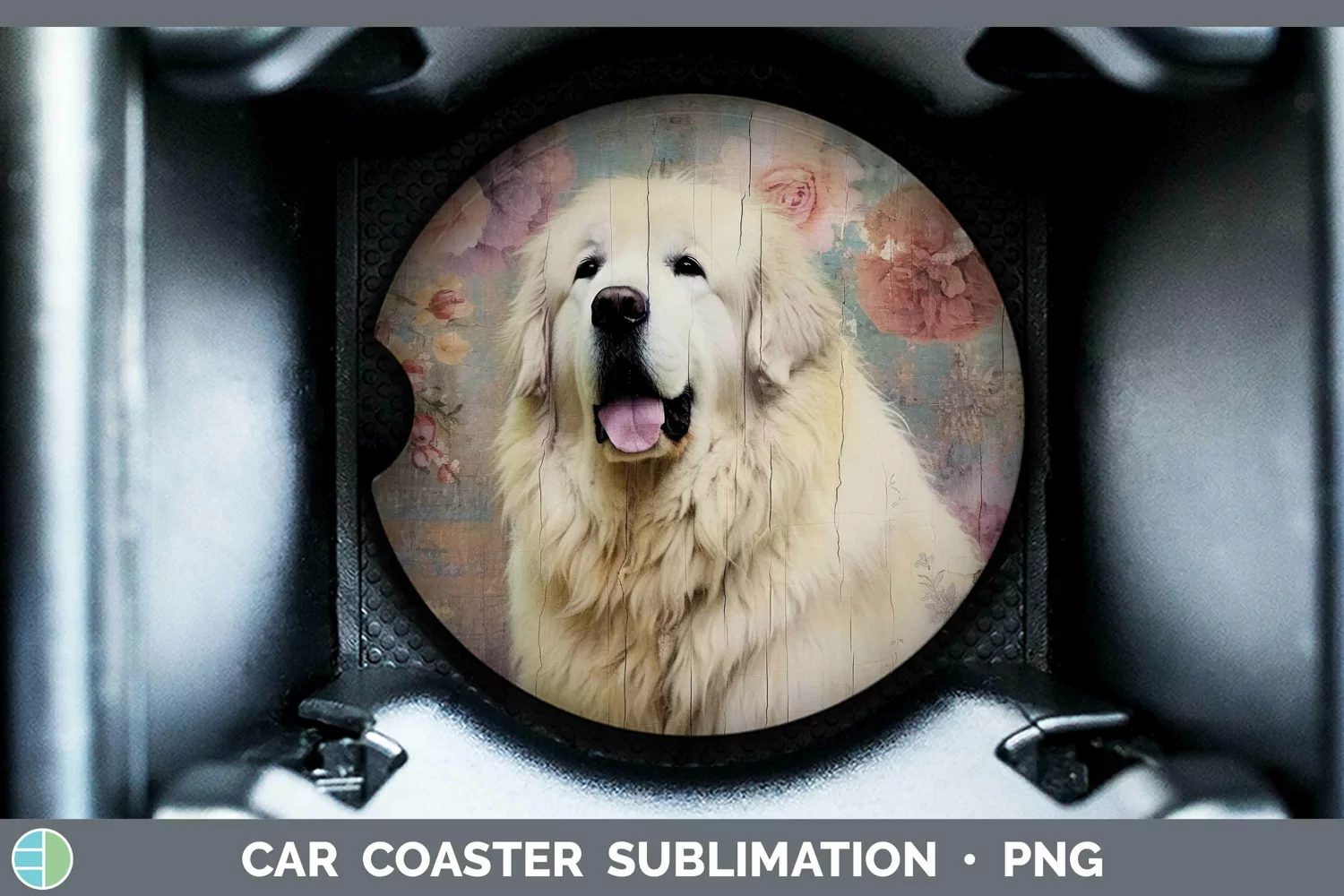 GorgeousVintage Decoupage Car Coaster design.
