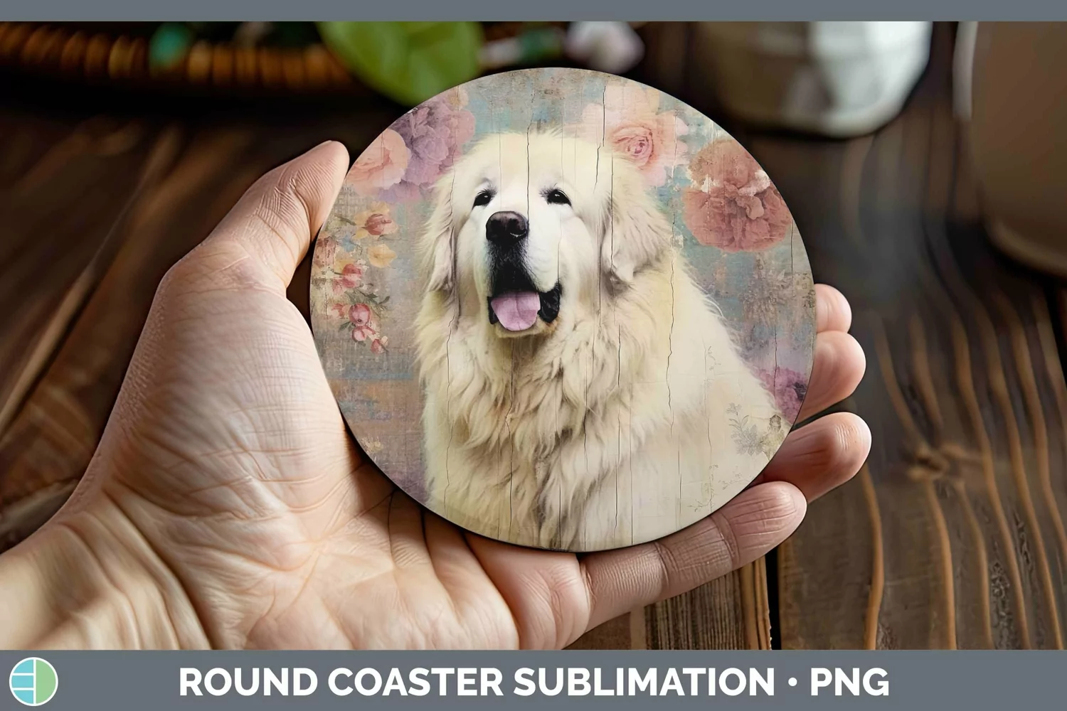 GorgeousVintage Decoupage Round Coaster design.