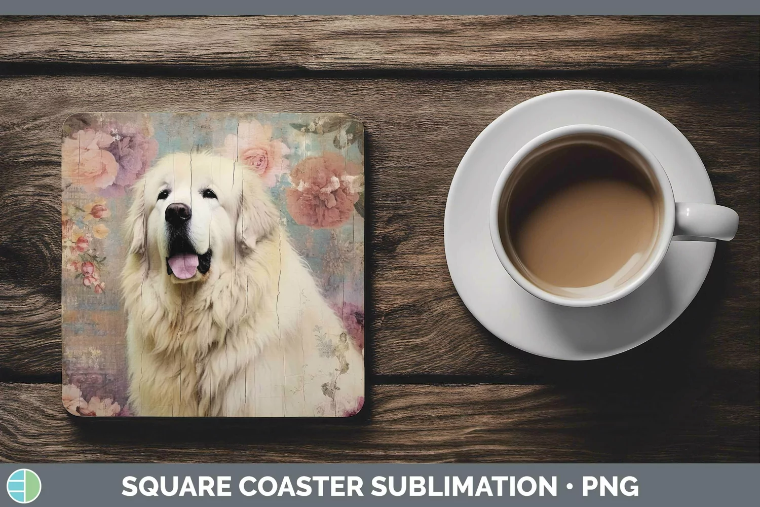 GorgeousVintage Decoupage Square Coaster design.