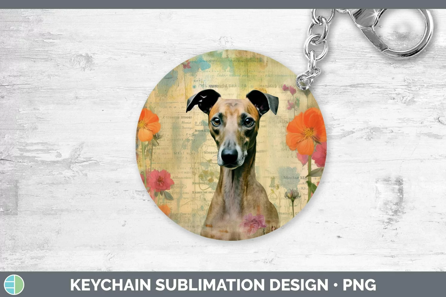 GorgeousVintage Decoupage Keychain design.