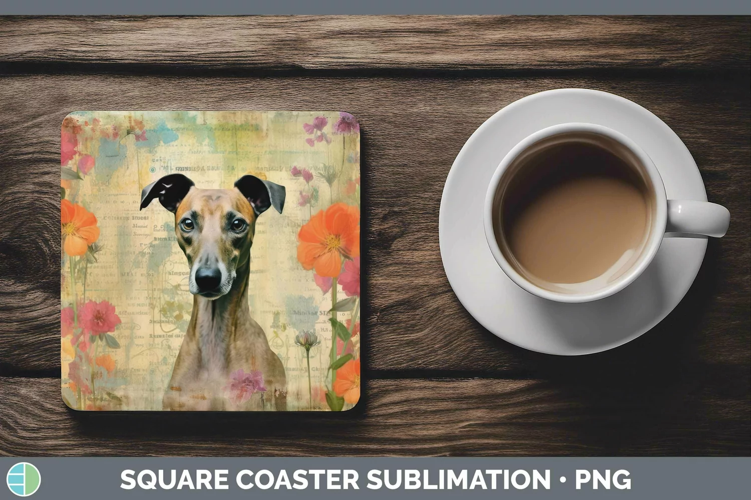 GorgeousVintage Decoupage Square Coaster design.
