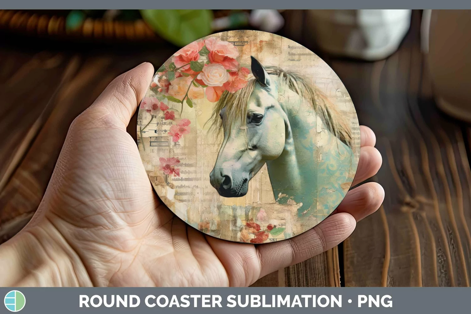 GorgeousVintage Decoupage Round Coaster design.