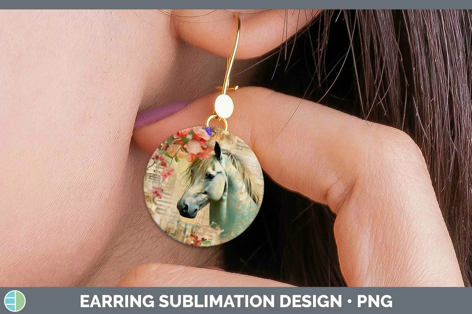 GorgeousVintage Decoupage Round Earrings design.