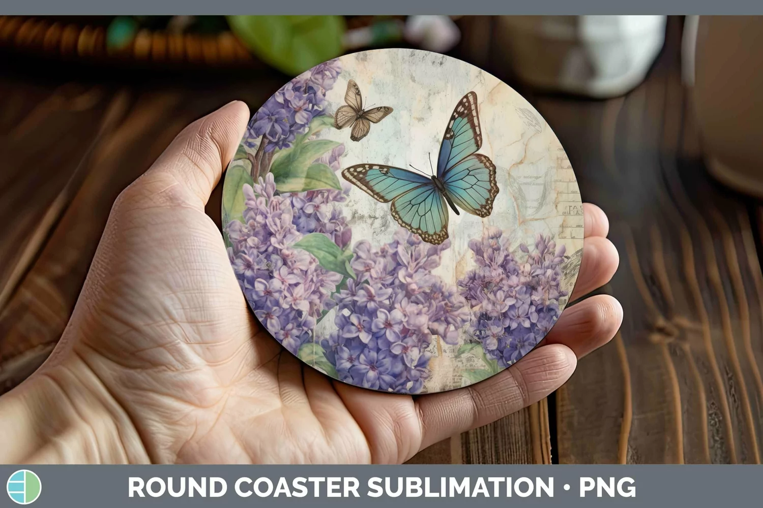 GorgeousVintage Decoupage Round Coaster design.