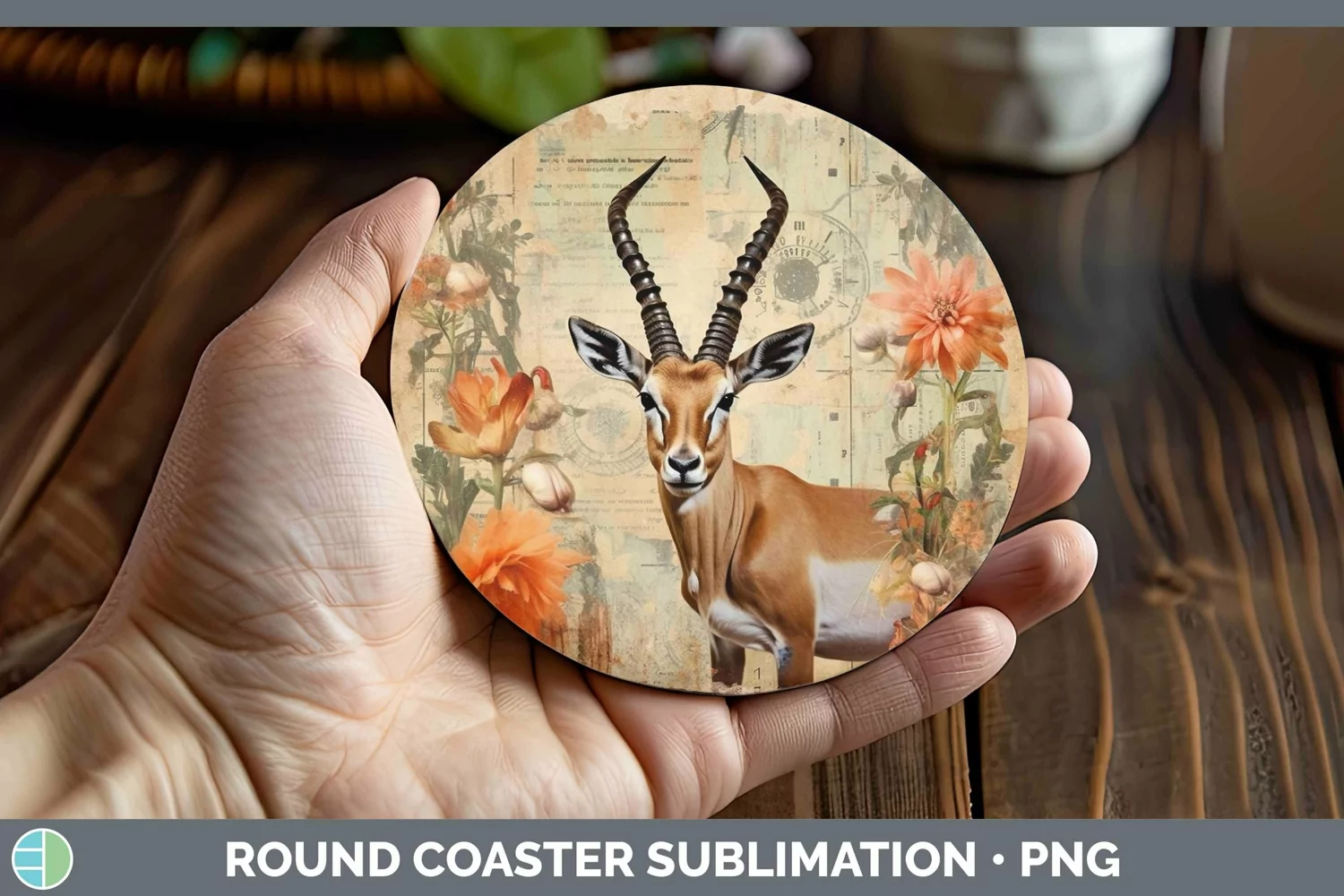GorgeousVintage Decoupage Round Coaster design.