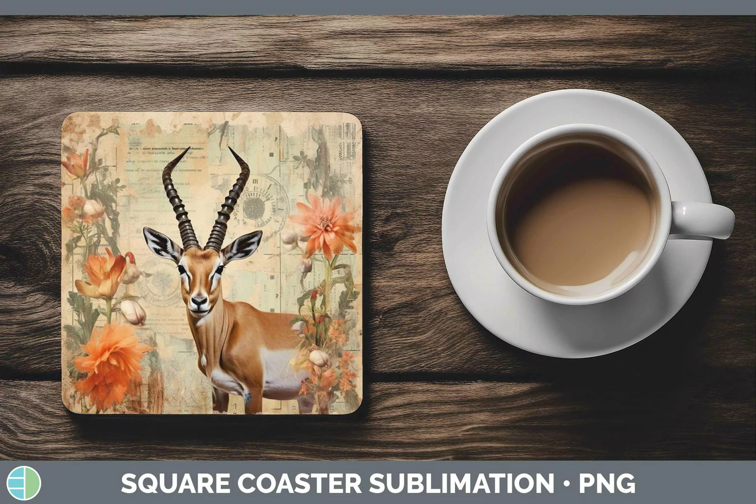 GorgeousVintage Decoupage Square Coaster design.