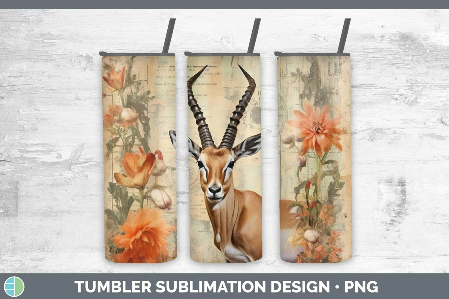 GorgeousVintage Decoupage Tumbler design.