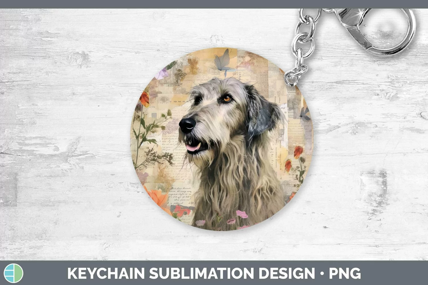 GorgeousVintage Decoupage Keychain design.