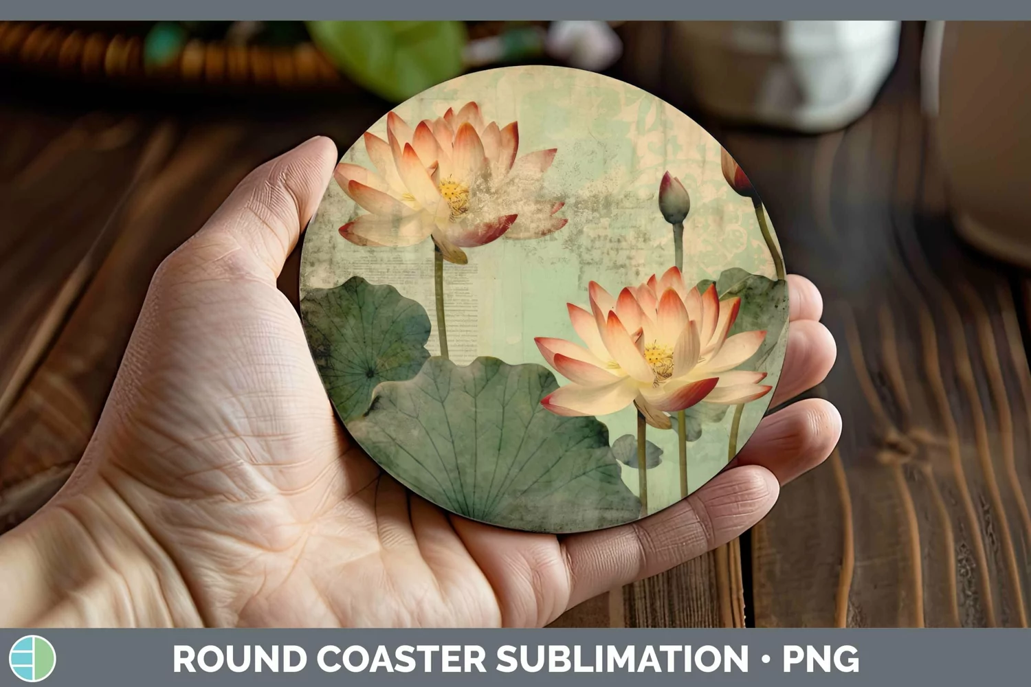 GorgeousVintage Decoupage Round Coaster design.