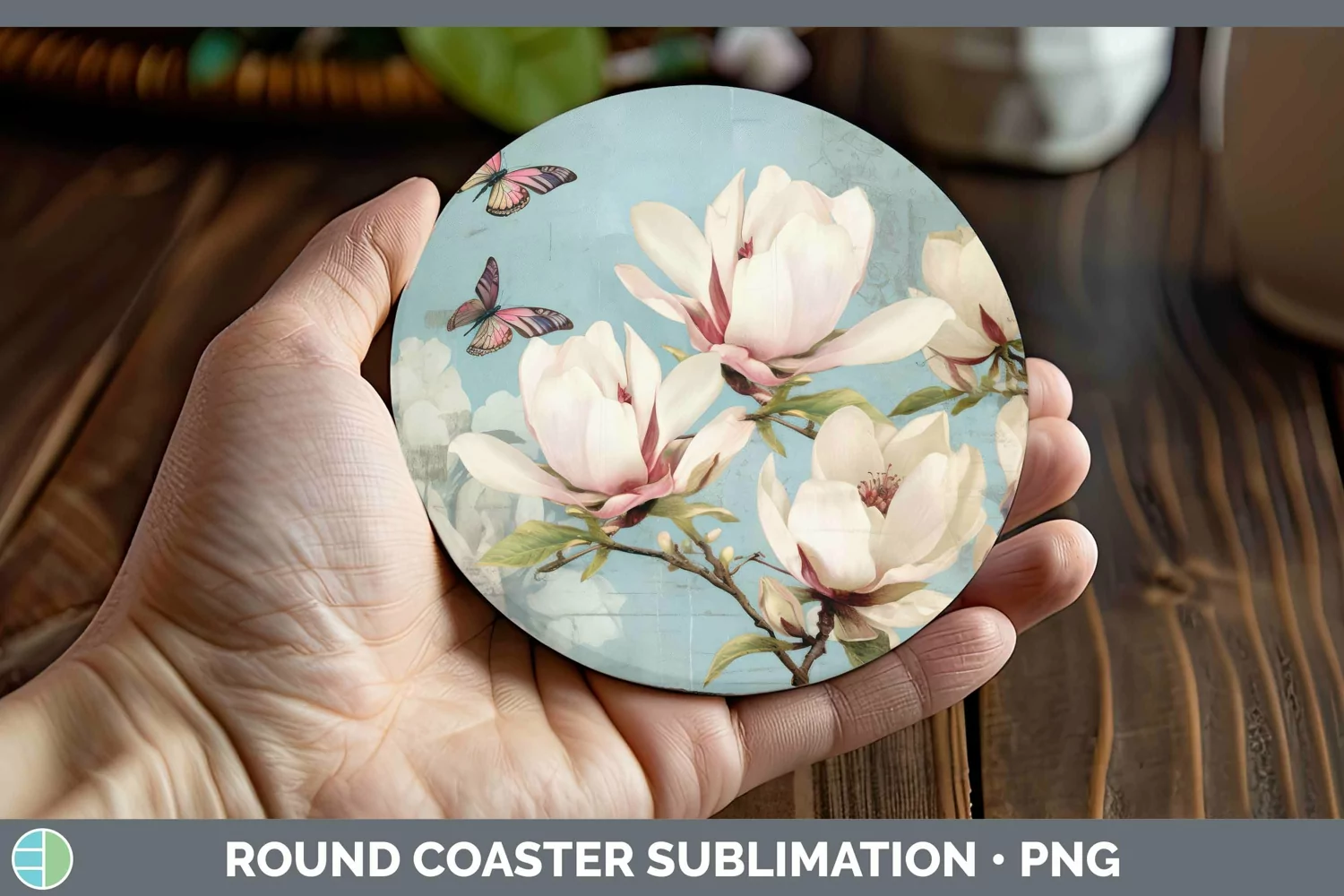 GorgeousVintage Decoupage Round Coaster design.