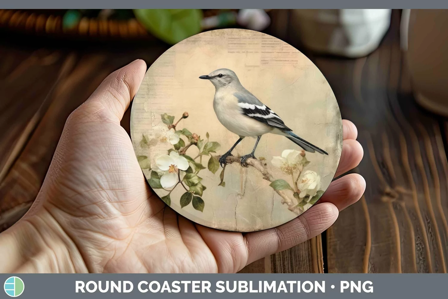 GorgeousVintage Decoupage Round Coaster design.