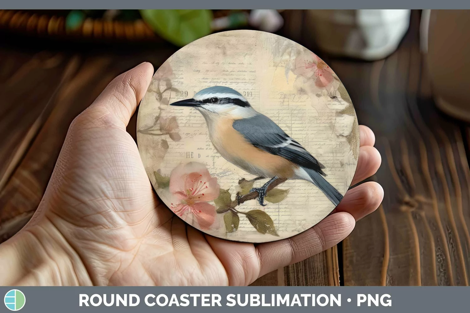GorgeousVintage Decoupage Round Coaster design.