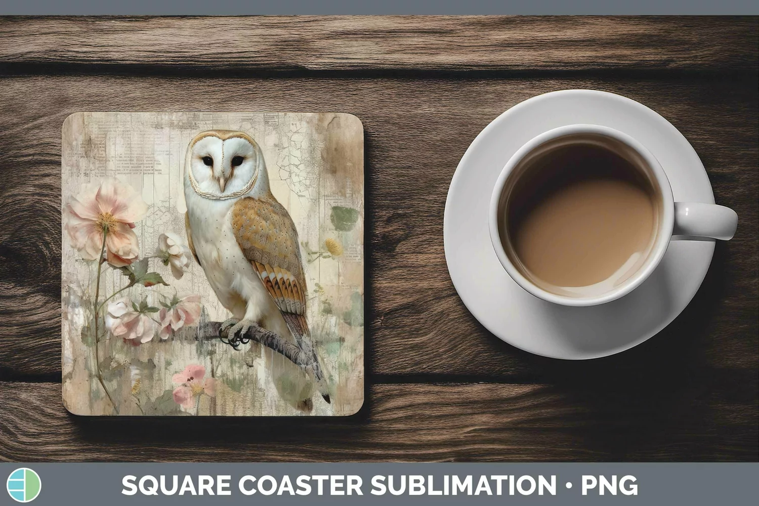 GorgeousVintage Decoupage Square Coaster design.