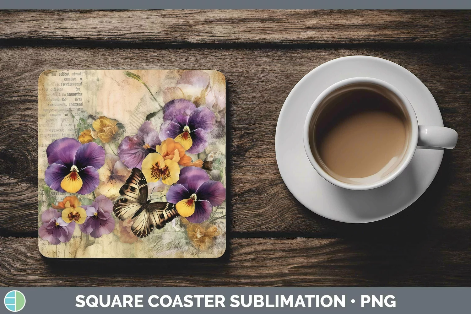 GorgeousVintage Decoupage Square Coaster design.