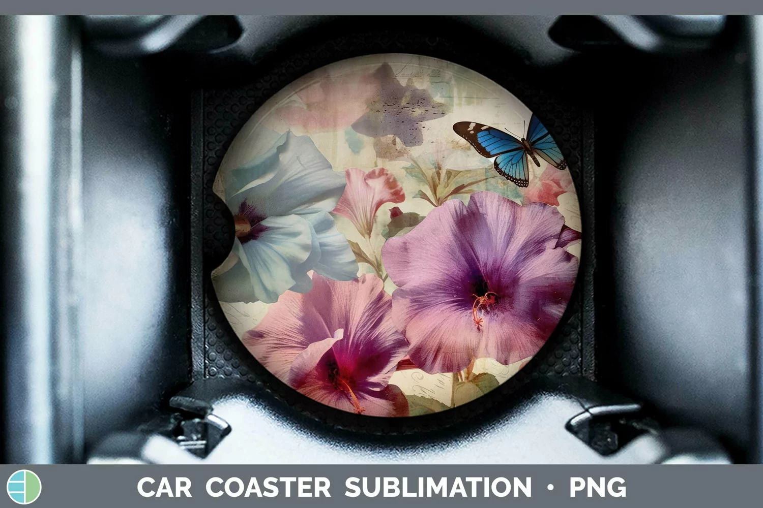 GorgeousVintage Decoupage Car Coaster design.