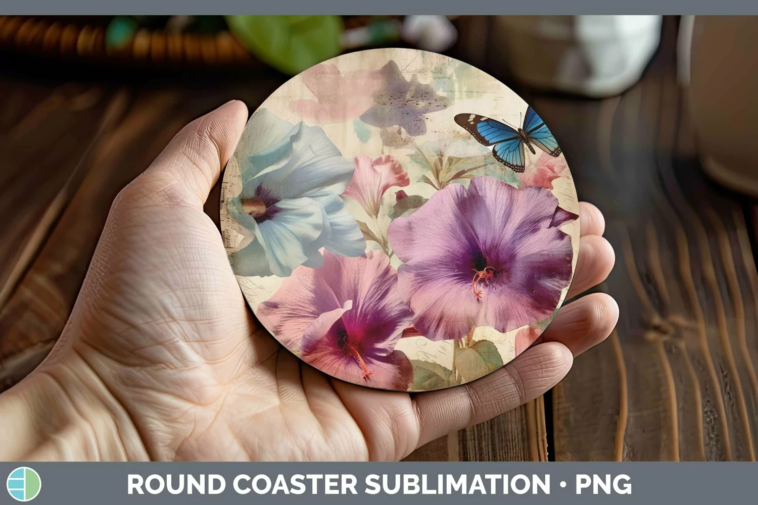 GorgeousVintage Decoupage Round Coaster design.