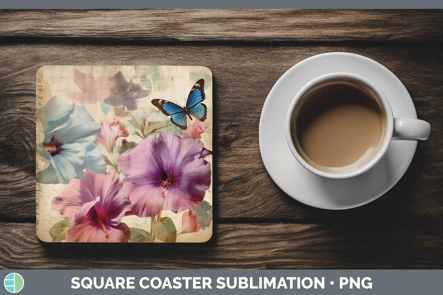 GorgeousVintage Decoupage Square Coaster design.