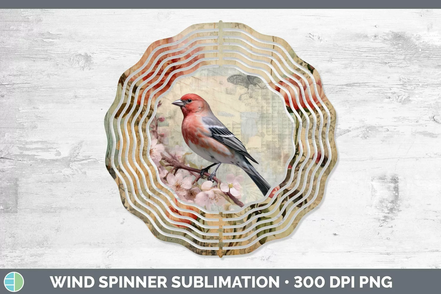 GorgeousVintage Decoupage Wind Spinner design.