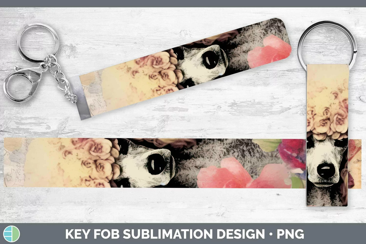 GorgeousVintage Decoupage Key Fob design.