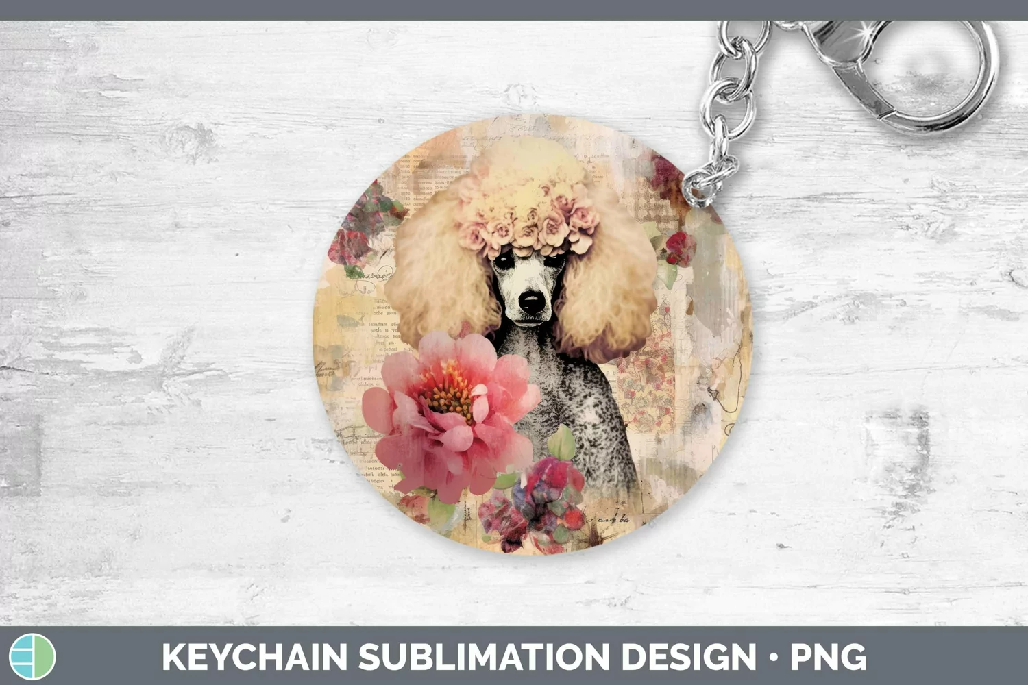 GorgeousVintage Decoupage Keychain design.