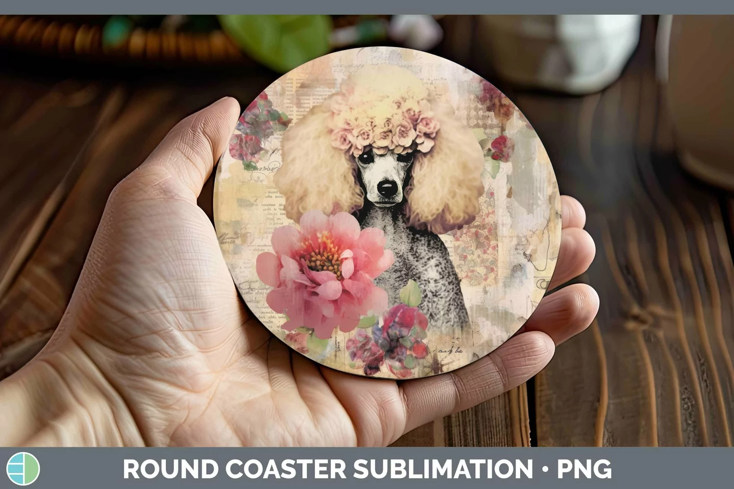 GorgeousVintage Decoupage Round Coaster design.