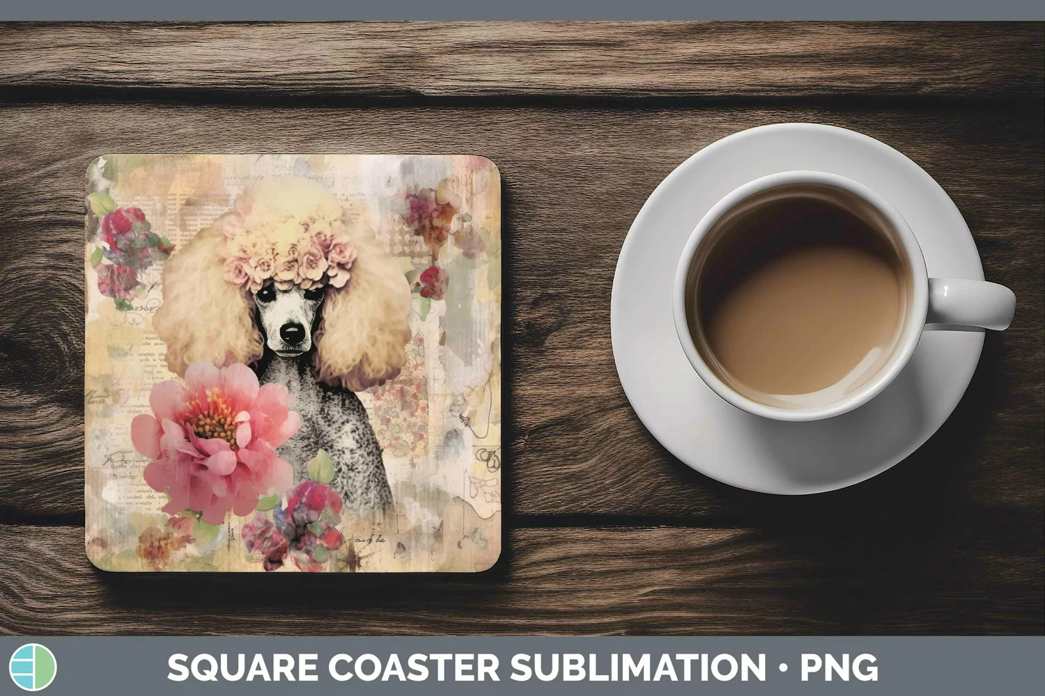 GorgeousVintage Decoupage Square Coaster design.
