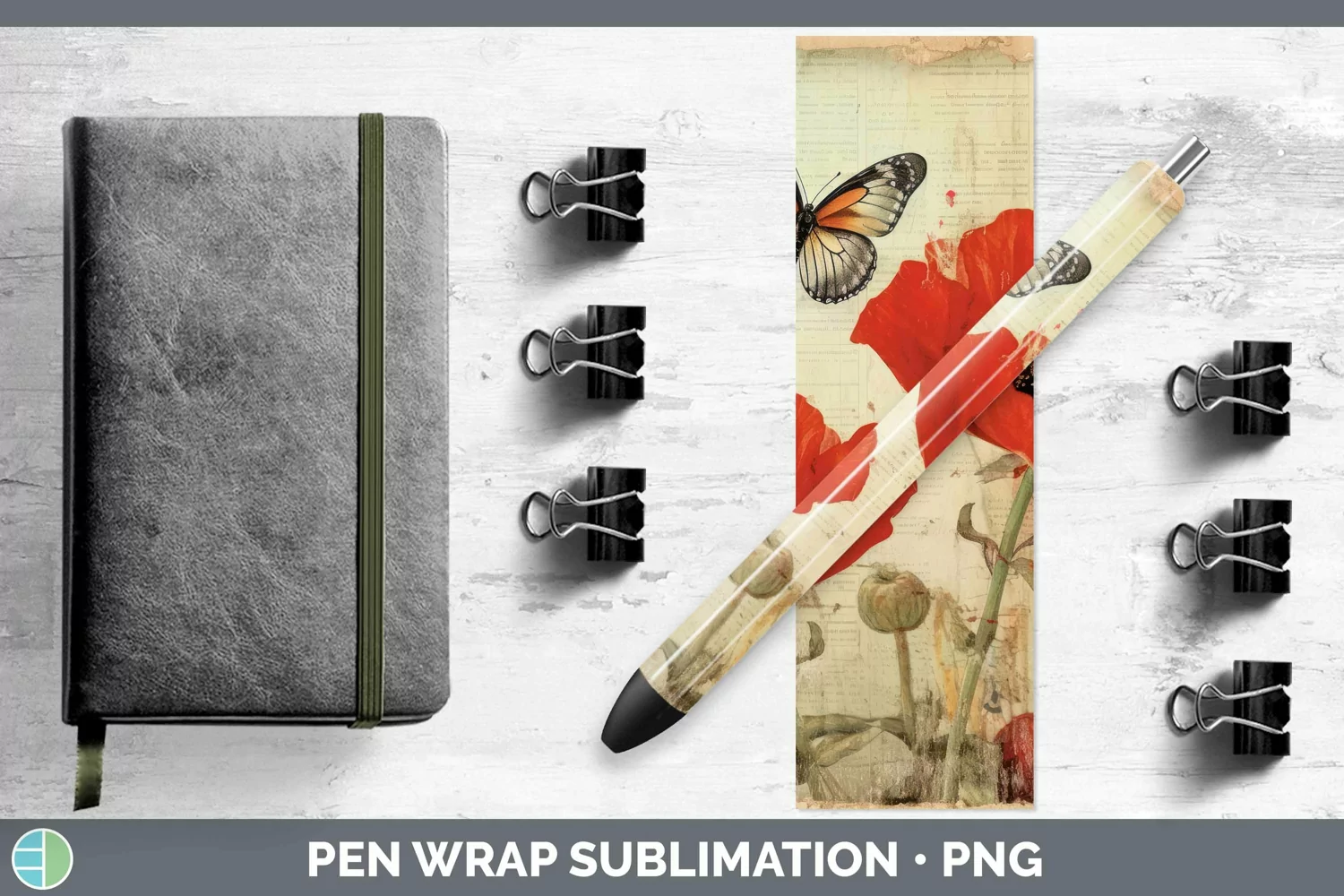 GorgeousVintage Decoupage Pen Wrap design.