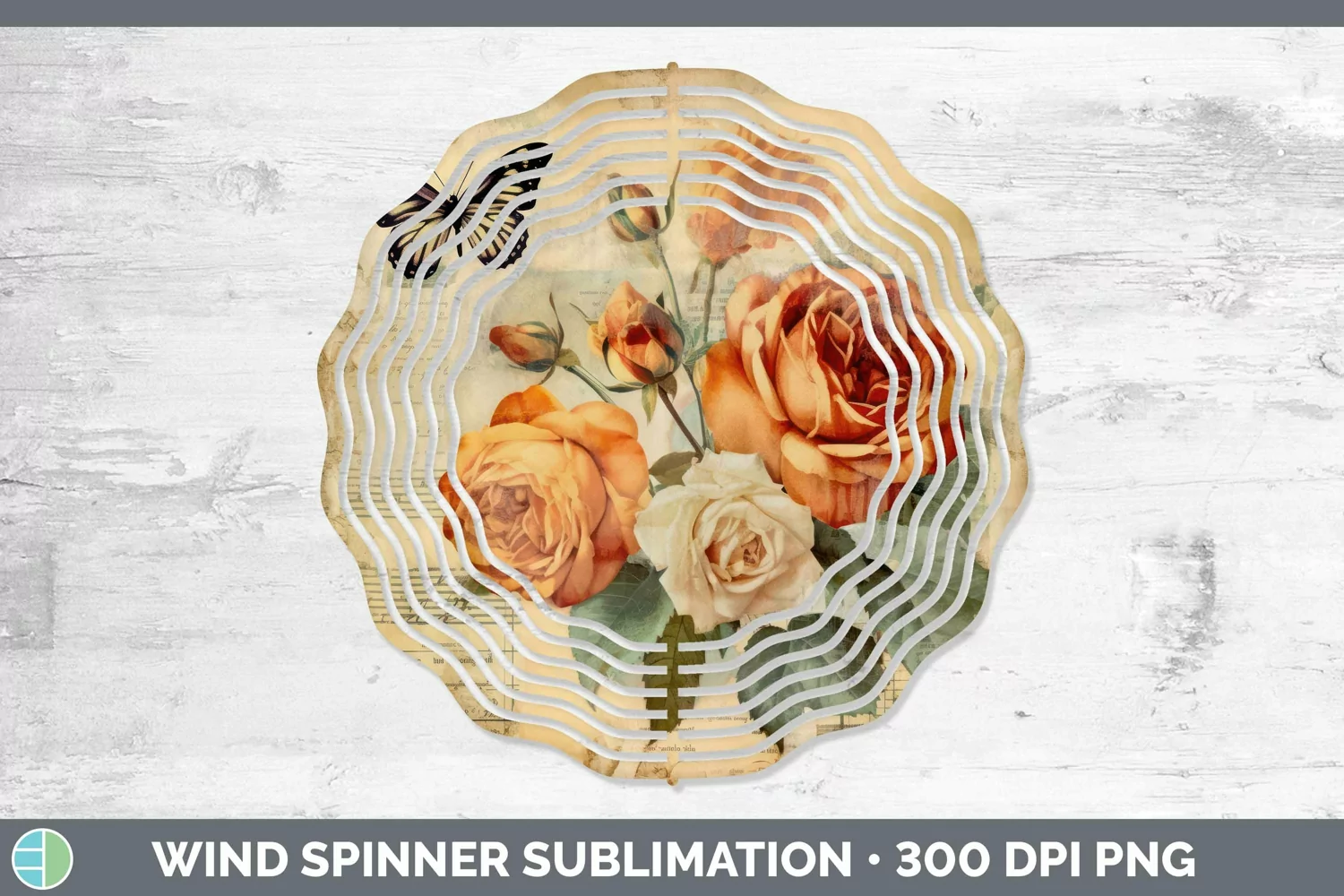 GorgeousVintage Decoupage Wind Spinner design.