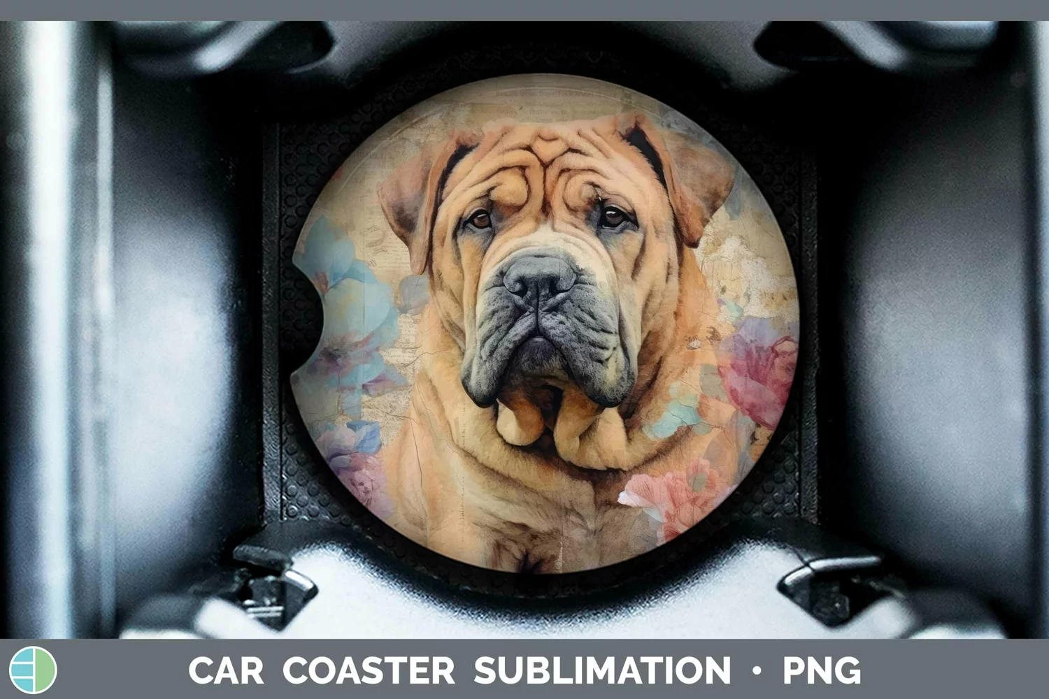 GorgeousVintage Decoupage Car Coaster design.