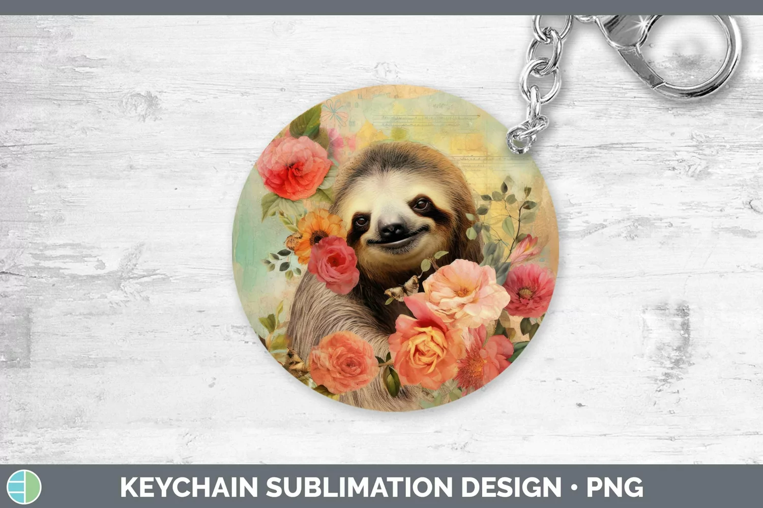 GorgeousVintage Decoupage Keychain design.
