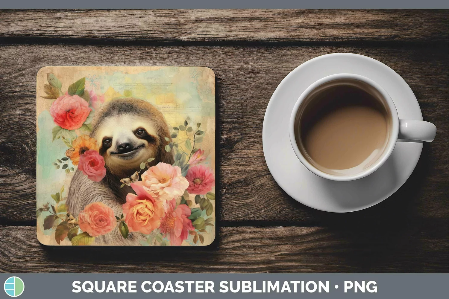 GorgeousVintage Decoupage Square Coaster design.