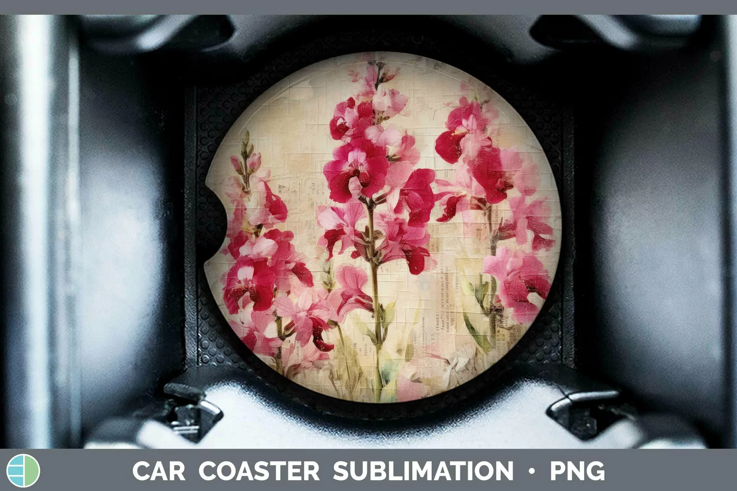 GorgeousVintage Decoupage Car Coaster design.