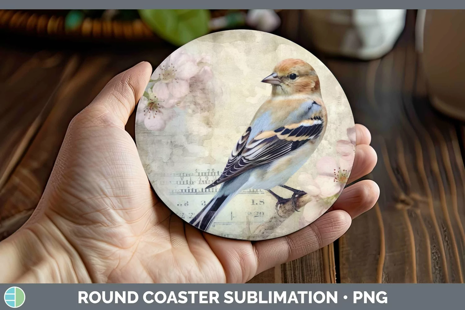 GorgeousVintage Decoupage Round Coaster design.
