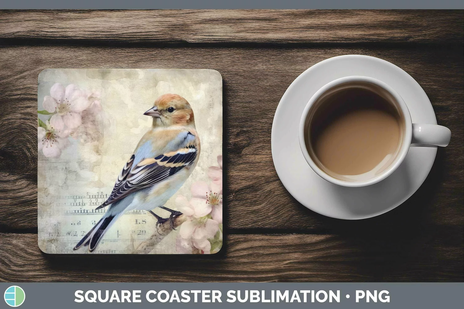 GorgeousVintage Decoupage Square Coaster design.