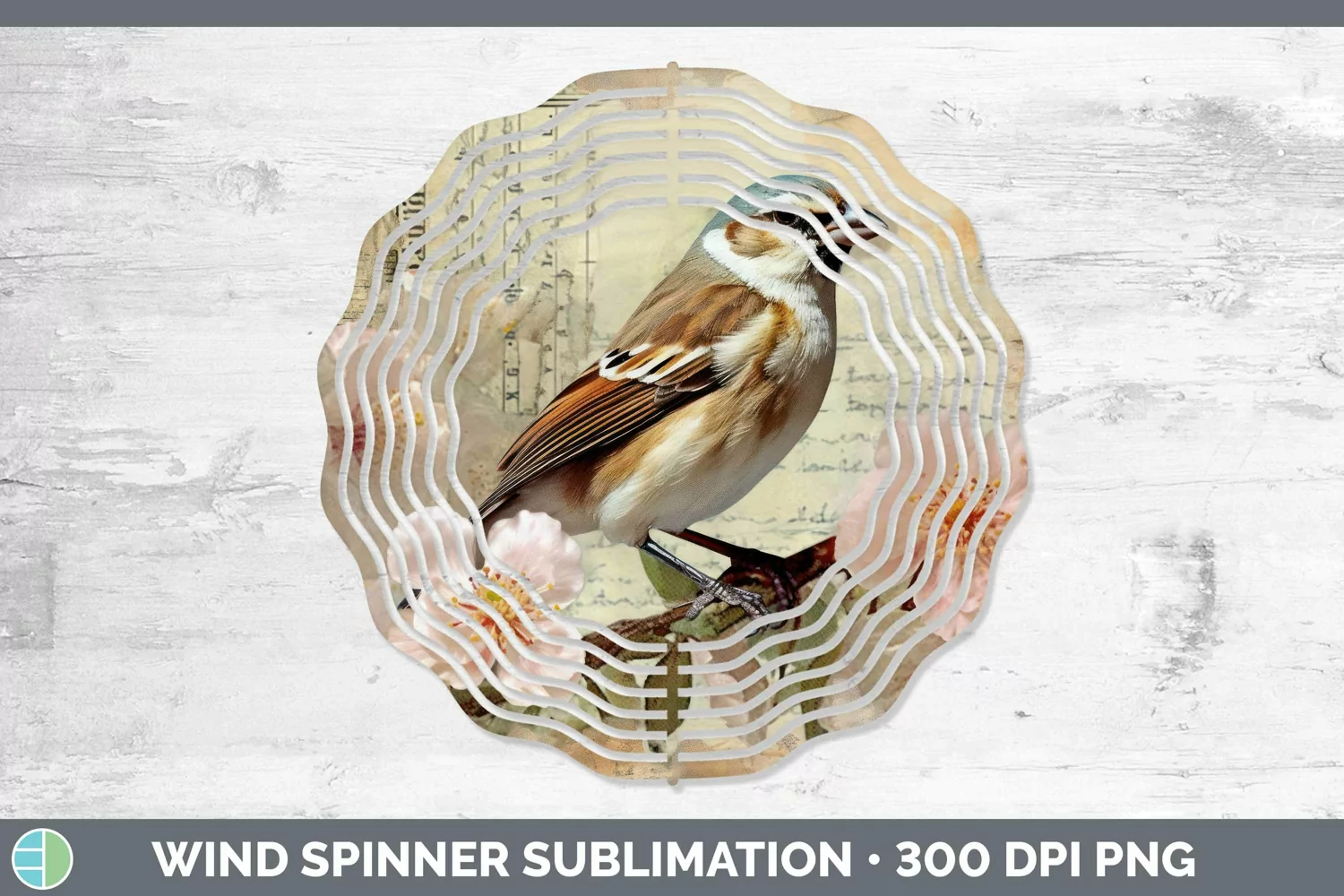 GorgeousVintage Decoupage Wind Spinner design.