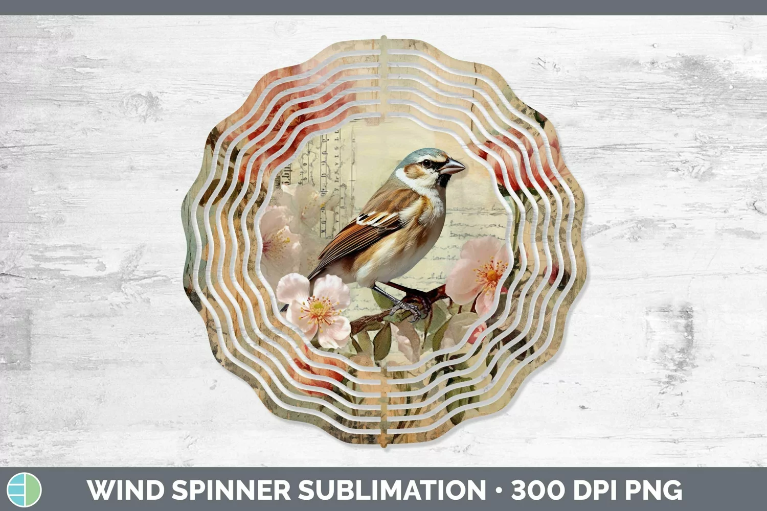 GorgeousVintage Decoupage Wind Spinner design.
