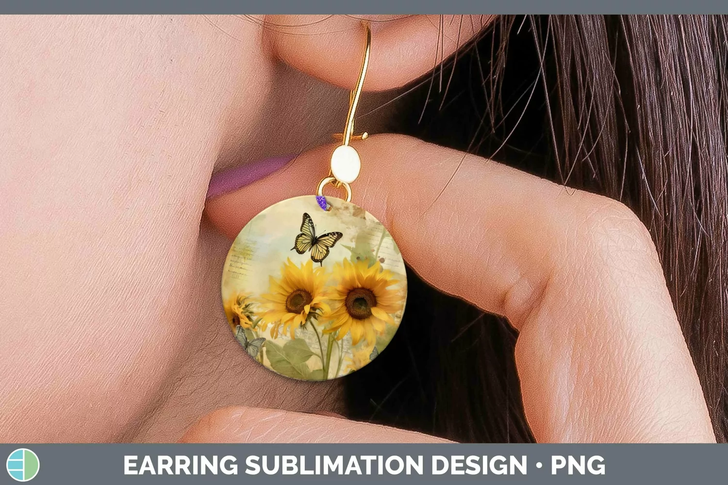 GorgeousVintage Decoupage Round Earrings design.