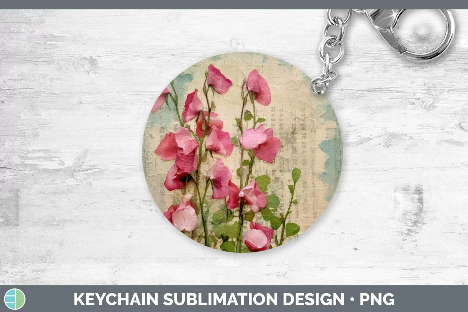 GorgeousVintage Decoupage Keychain design.