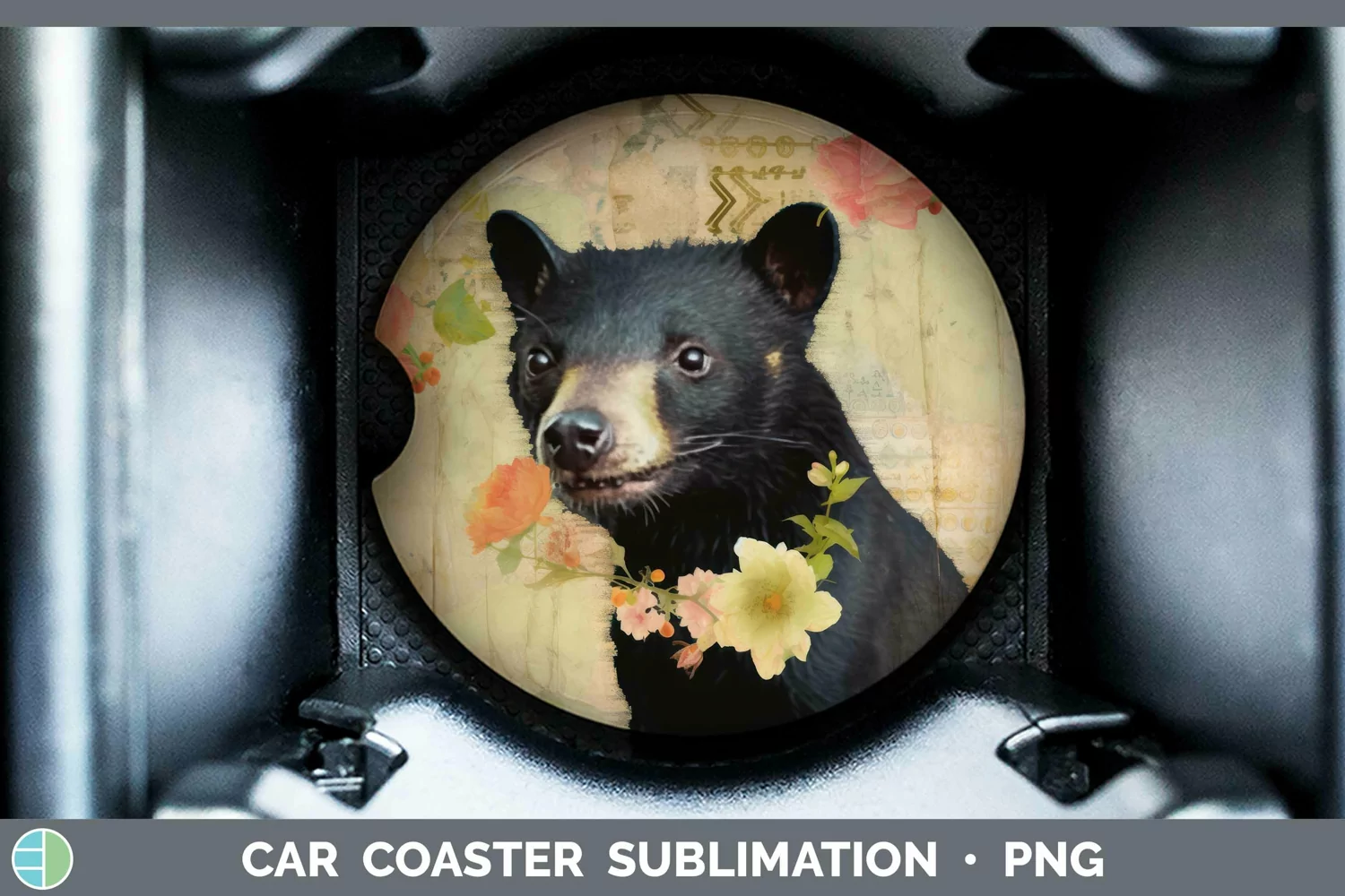 GorgeousVintage Decoupage Car Coaster design.