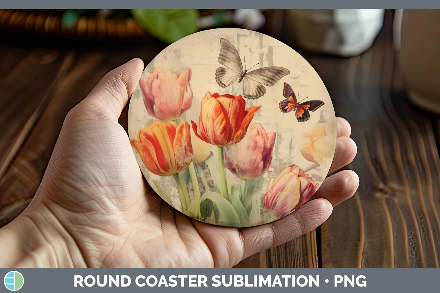 GorgeousVintage Decoupage Round Coaster design.