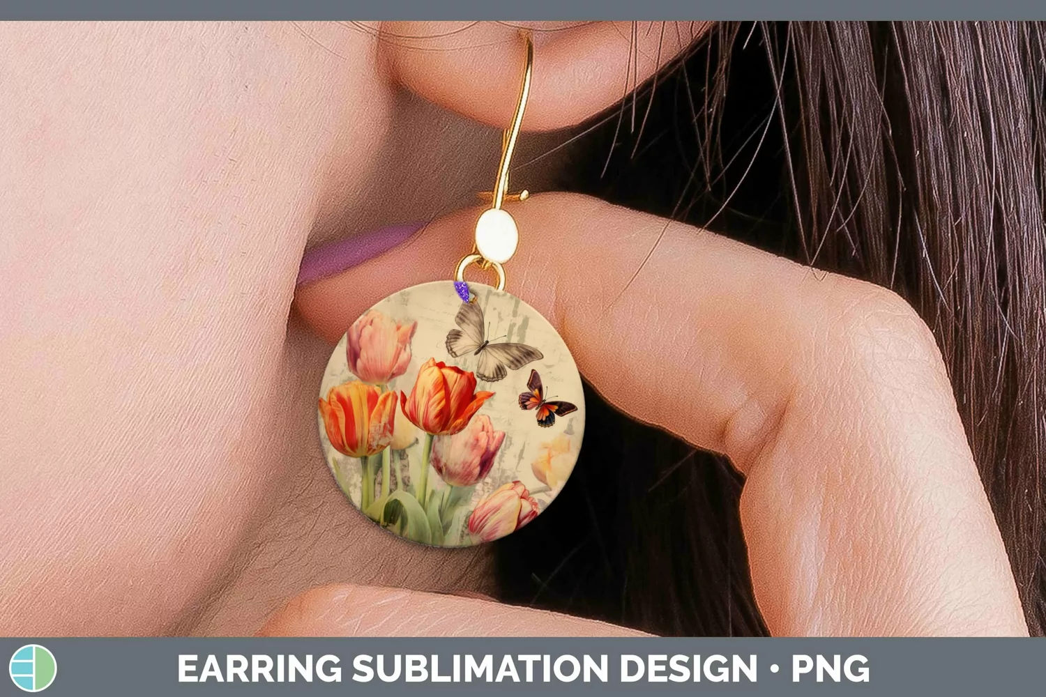 GorgeousVintage Decoupage Round Earrings design.