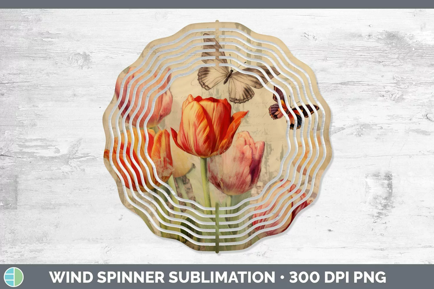 GorgeousVintage Decoupage Wind Spinner design.